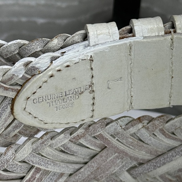 (H) Vintage woven leather belt, women's size L - Picture 4 of 11